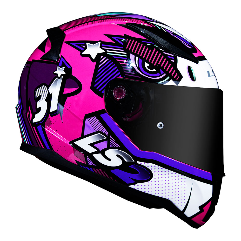 CAP. LS2 FF353 RAPID KHAN FUCHSIA/WHITE